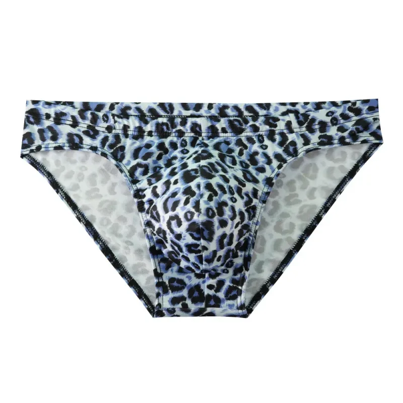 Men's Mid Waist Underwear Sexy Ice Silk Briefs Leopard Printed Breathable Underpants Male Soft Comfortable Panties Cueca Homme — image 21