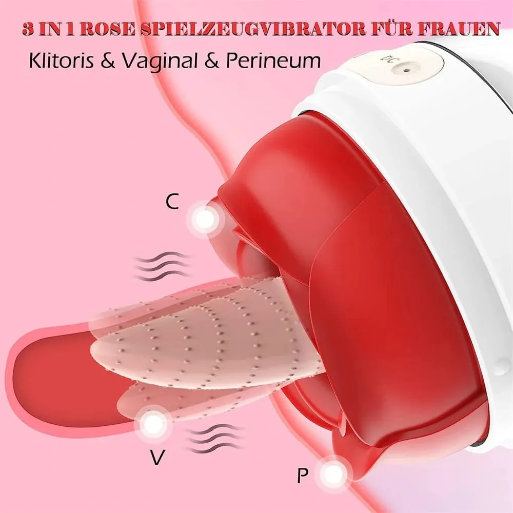 Rose Sex Toys Tongue Licking Vibrator G Spot Clitoris Stimulator Vagina Nipple Massager With 9 Frequency Vibrating Adult Toy for Women — image 3