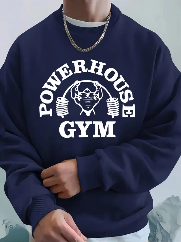 Powerhouse Gym Letter Printing Men Sweatshirts Winter Fleece Warm Hoodie Korean Loose Crewneck Pullovers Hip Hop Male Clothes — image 38
