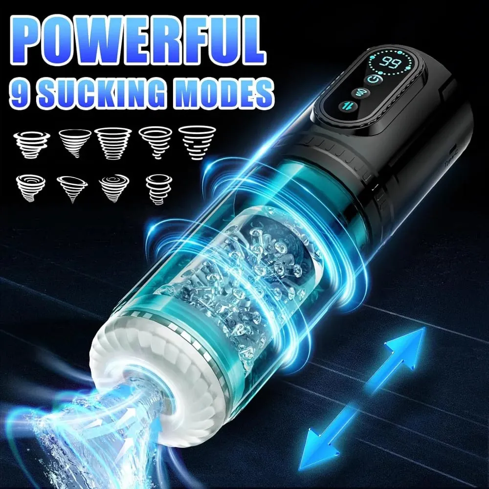 Men Electric Telescopic Sucking Masturbator Rotating Blowjob Masturbation Cup LCD Display Pocket Pussy Penis Pumps Adult Sex Toy — image 3