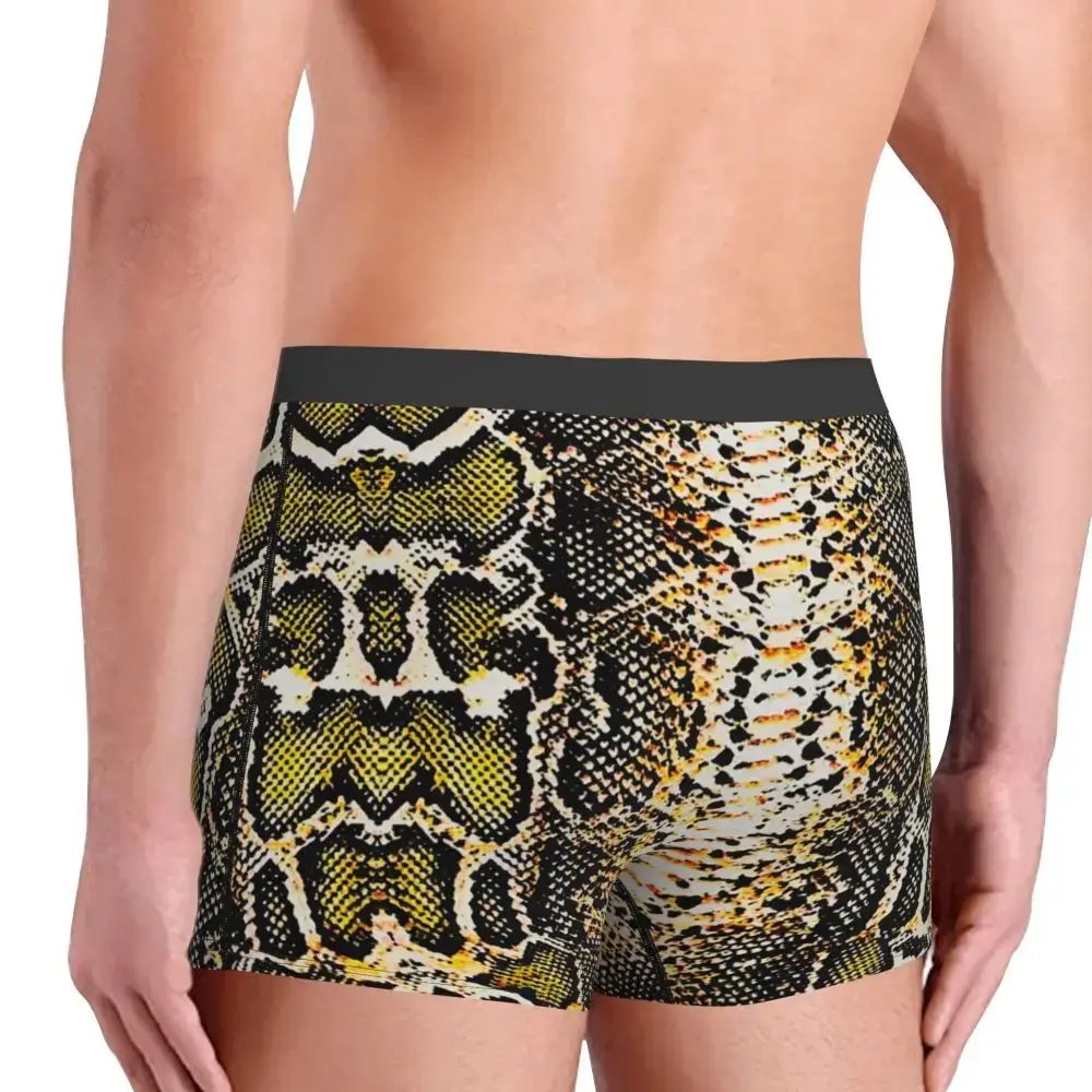 Sous-vêtements imprimés peau de serpent personnalisés pour hommes, Boxer extensible à Texture animale, slip short, culotte douce pour Homme