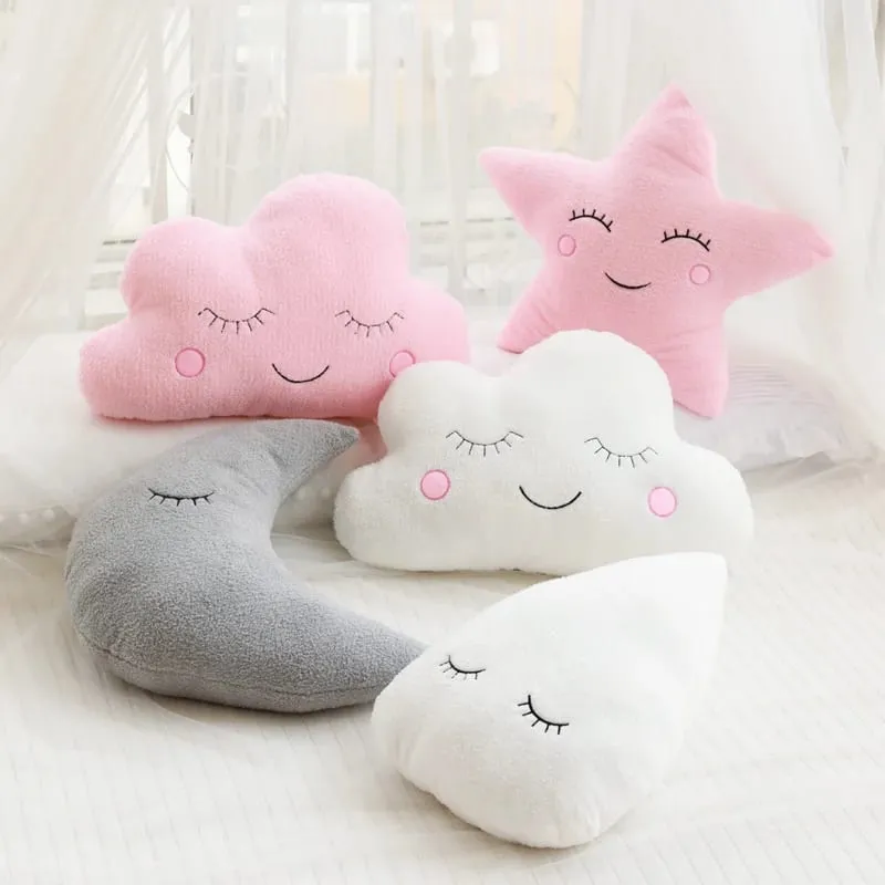 Hot Stuffed Cloud Moon Star Raindrop Plush Pillow Soft Cushion Toys For Children Baby Kids Girl Christmas Gift Room Car Decor — image 3