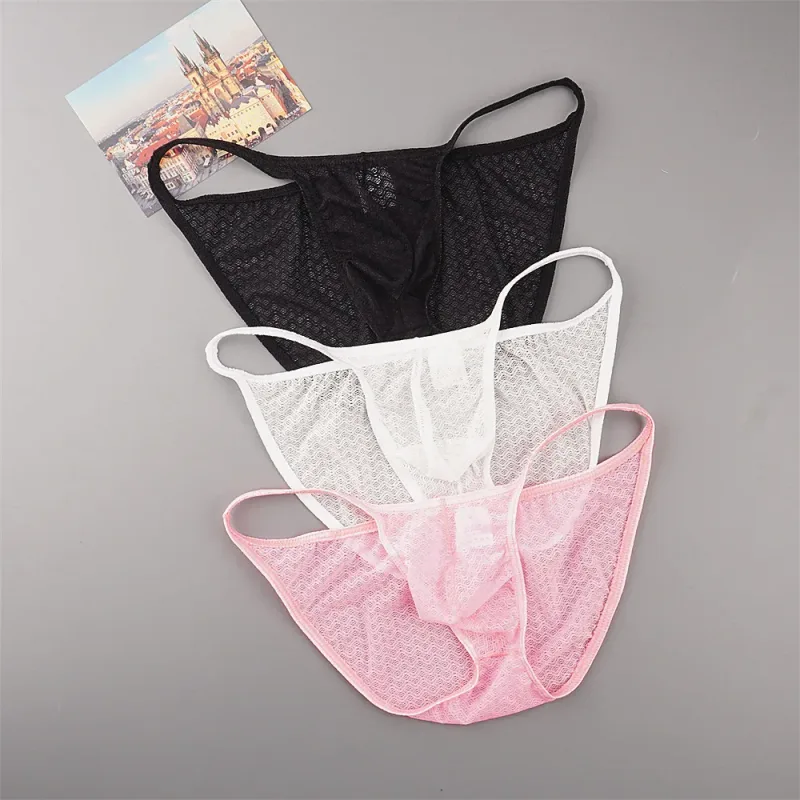Ultra Thin Strap Mesh Nylon Briefs for Men Bulge Pouch Low Rise Breathable Male Underwear Sexy Plus Size Panties S-XL — image 7