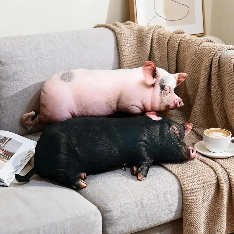 3D Realistic Pig Plush Pillow Super Soft Cozy Fabric Decorative Cushion for Couch Bed Bedroom Home Decor