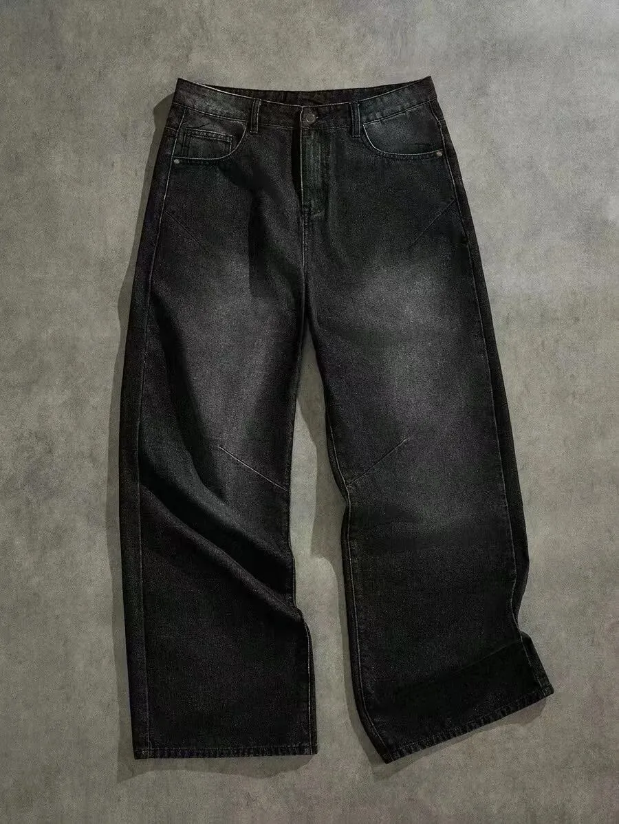 High Street Retro Washed Old Jeans Men's Trendy Brand Loose Straight Teen Wide-leg Floor-mopping Trousers — image 5