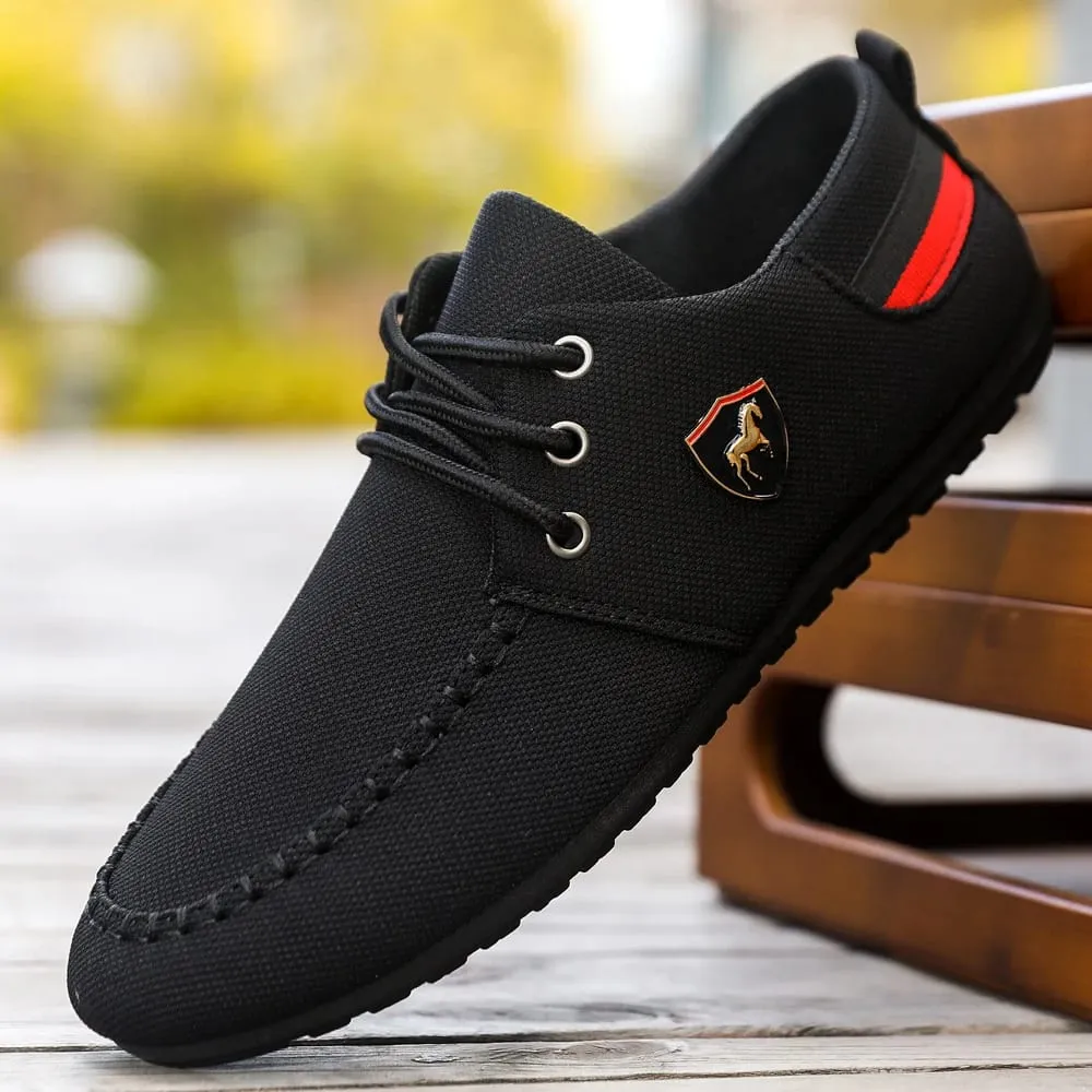 Men's Breathable Fabric Casual Loafers Soft-Soled Comfortable Lace-Up Low-Top Shoes Versatile for Daily Commuting and Light Business Wear Lightweight Wear-Resistant Non-Stuffy on the Feet Comfortable for Long Wear Suitable for Multiple Occa