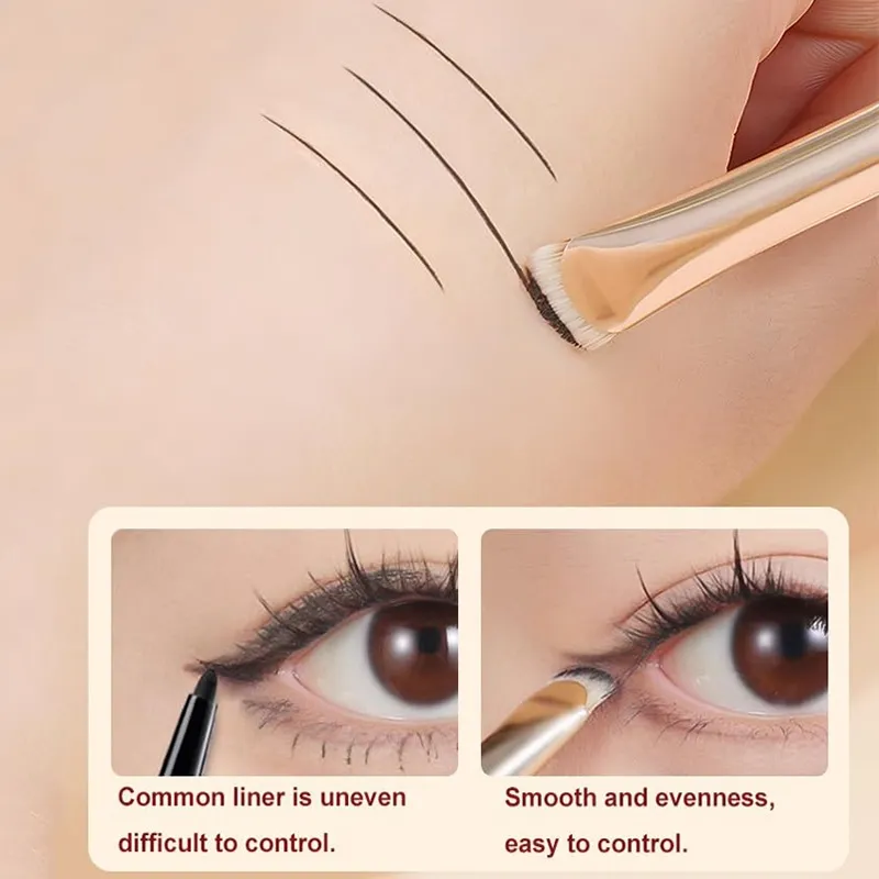 2pcs Curved Eyeliner Makeup Brushes Precision Soft Eyeshadow Smudge Tool Sharp Thin Small Eye Cosmetic Brushes for Precision Eye — image 4
