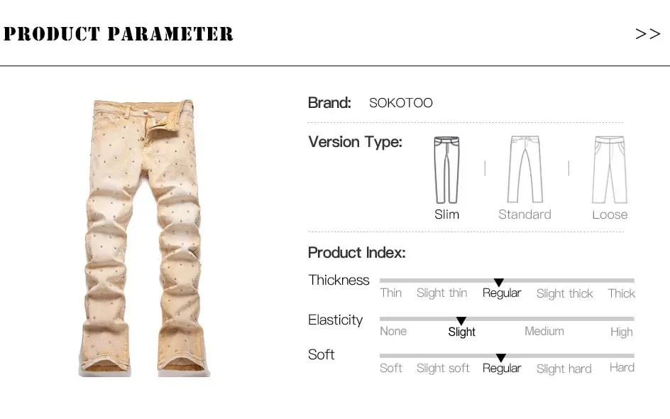 Men's Crystal Rhinestone Stretch Boot Cut Denim Jeans Punk Rivet Slim Flared Trousers Fashion Stretchy Pants — image 7