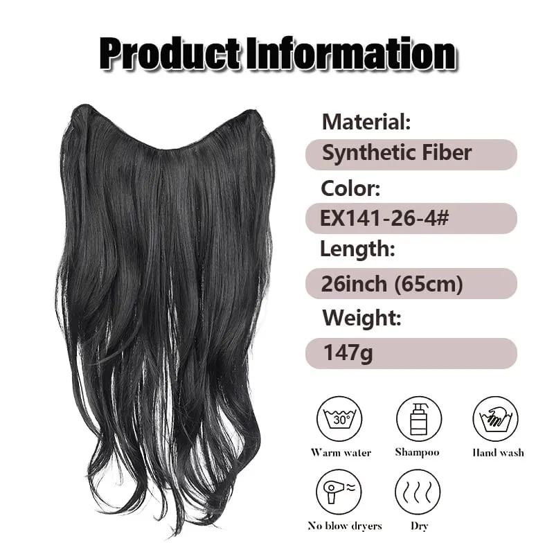 26 Inch Synthetic Clip-In Hair Extension V-Shape Layered Wig for Short to Long Instant Transformation — image 5