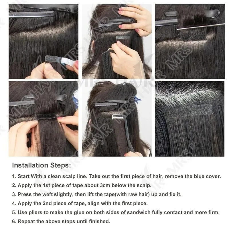 Tape in Hair Extensions Human Hair Invisible PU Tape in Extensions Straight Glue in Extensions Remy Human Hair Extensions 30G