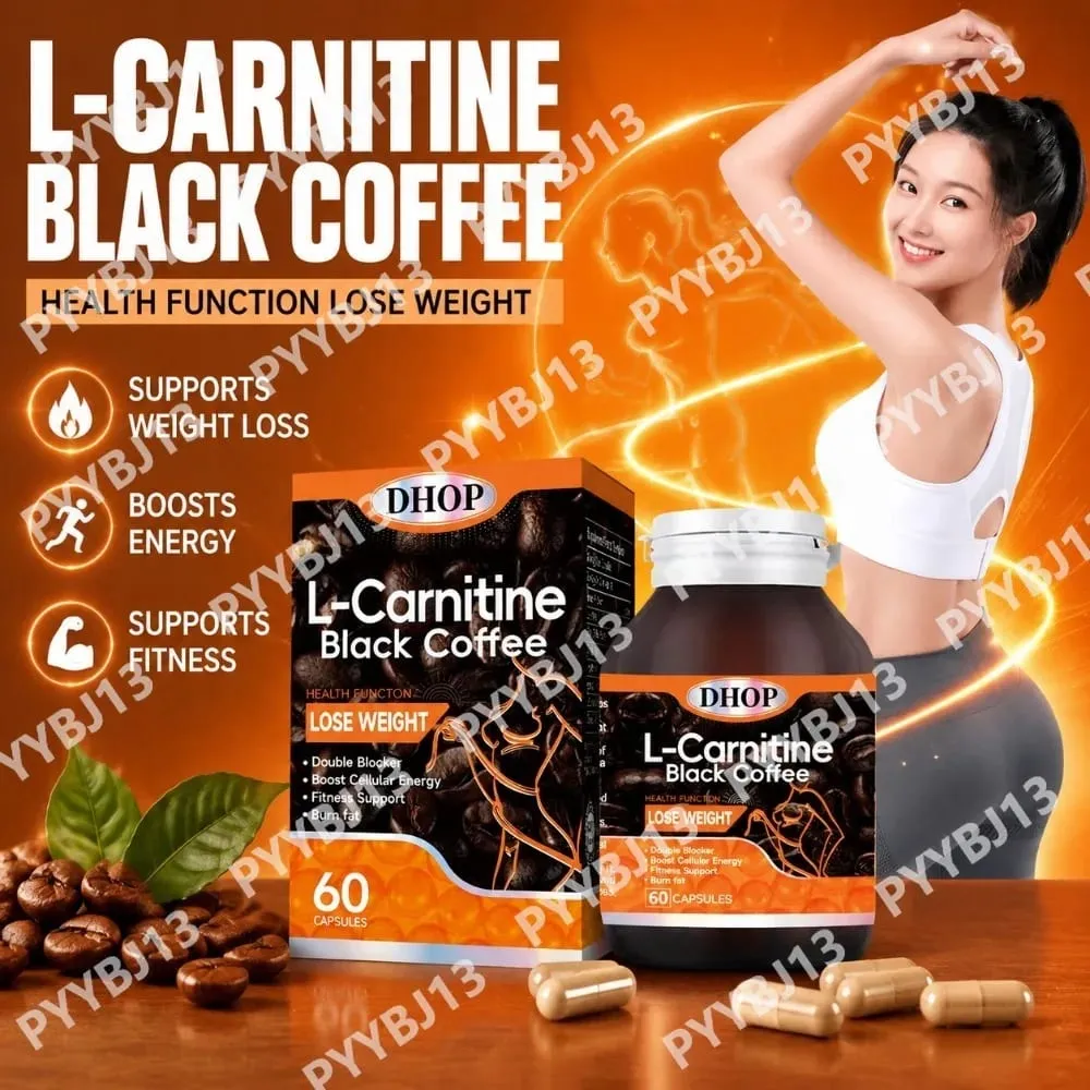 L-Carnitine Black Coffee Capsules - Weight Management & Fat Metabolism Support Cellular Energy Booster Fitness 60 Capsules — image 2