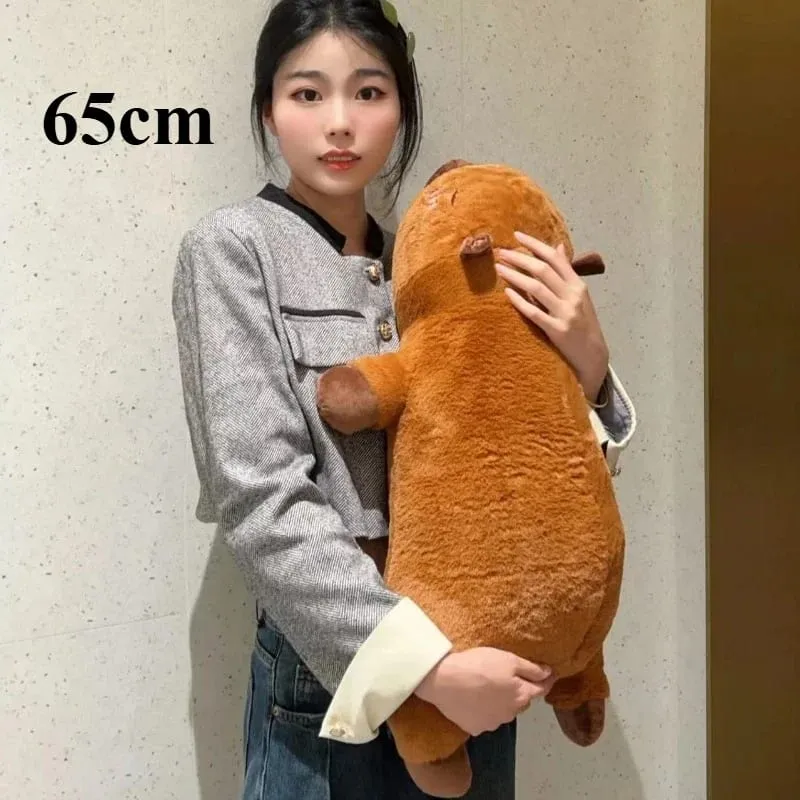 Kawaii Capybara Plush Toy Stuffed Capibara Fluffy Doll Long Sleep Soft Pillow Sofa Cushion Nap Sleeping Toys for School Xmas