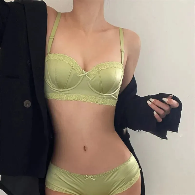 Hot Item French Inspired Minimizer Bra Women Satin Lace Thin Cup Soft Underwire Uplifting Centering Anti-Sagging Solid Comfort — image 6