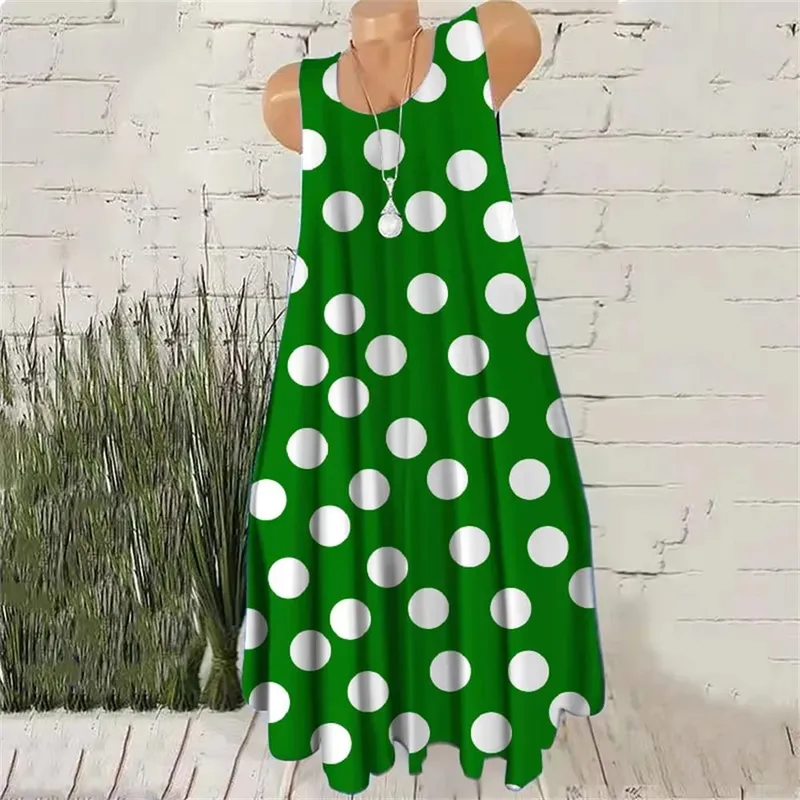 Women's Sleeveless O-Neck Versatile Fashion Dresses 3D Dot Print Streetwear Summer Mini Dress Loose Casual Ladies A-Line Dress — image 4