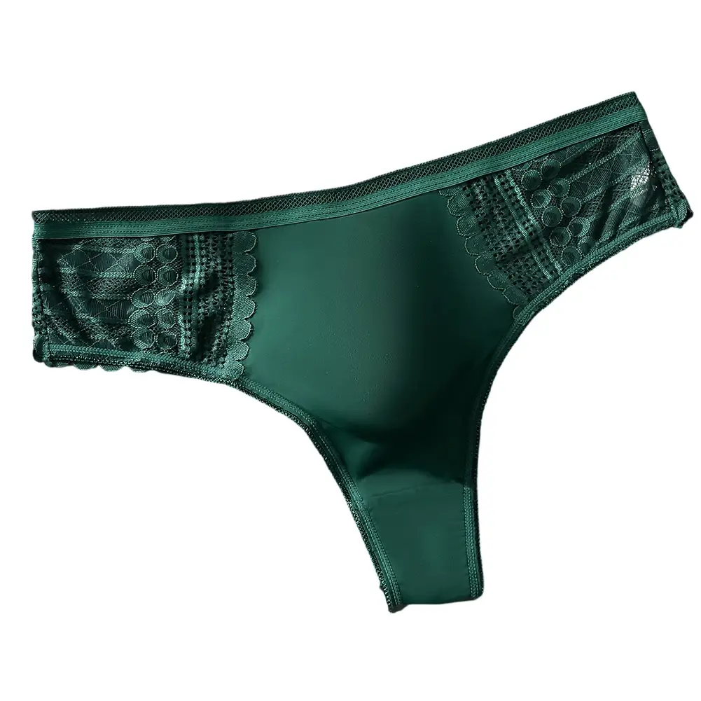 1pc Men's Sexy Lace Briefs Seamless Ice Silk G-String Underwear 3D Bulge Pouch Solid Thong High Elastic Breathable Panties — image 4