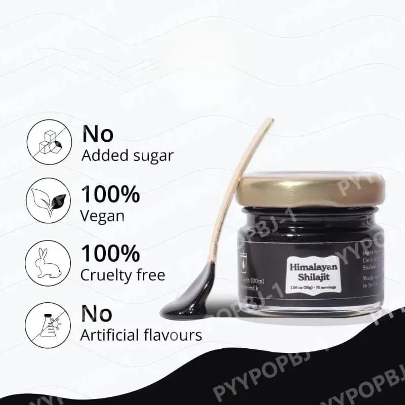 Himalaya Shilajit Resin Organik Asid Fulvik Asli Diperakui ISO 1.06 OZ 75 Hidangan 85+ Mineral Surih untuk Lelaki dan Wanita — image 2