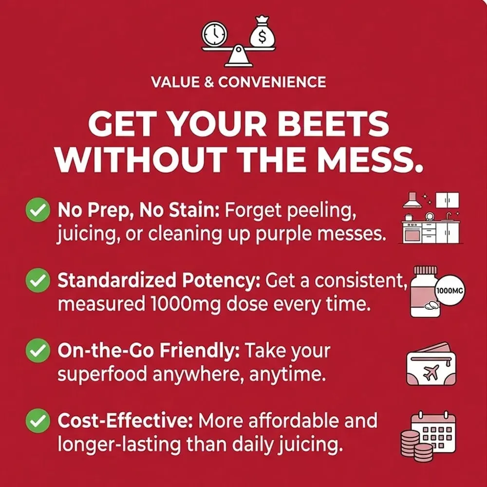 Beetroot Capsules - Supports Digestive Immunity Health Improves Energy Athletic Performance Non-GMO Gluten-free — image 3