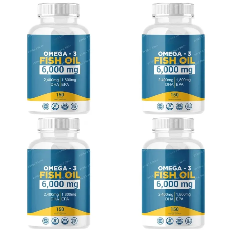 Omega-3 Fish Oil 6000mg Softgels High DHA EPA Formula 2400mg DHA 1800mg EPA Non-GMO 150 Capsules Heart Brain Nutrition Support — image 9