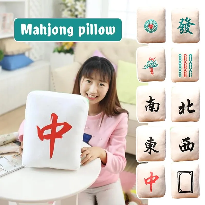 Creative Mahjong Pillow Cushion Chinese Plush Toy Car Chair Backrest Dice Funny Nap Sofa Home Decor Gift Accompanying Decoration — image 2