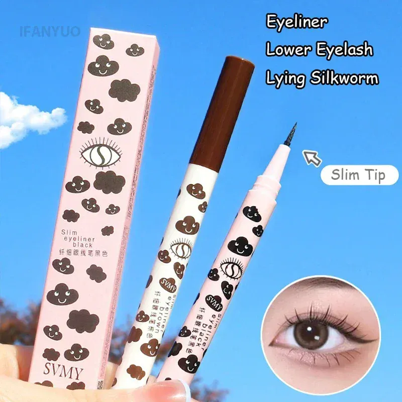 Ultratenké přírodní matné tekuté pero na oční linky Vodotěsné, rychleschnoucí pero na spodní řasy Silkworm Pen Nástroj pro hladké oční líčení s vysokým pigmentem — image 4