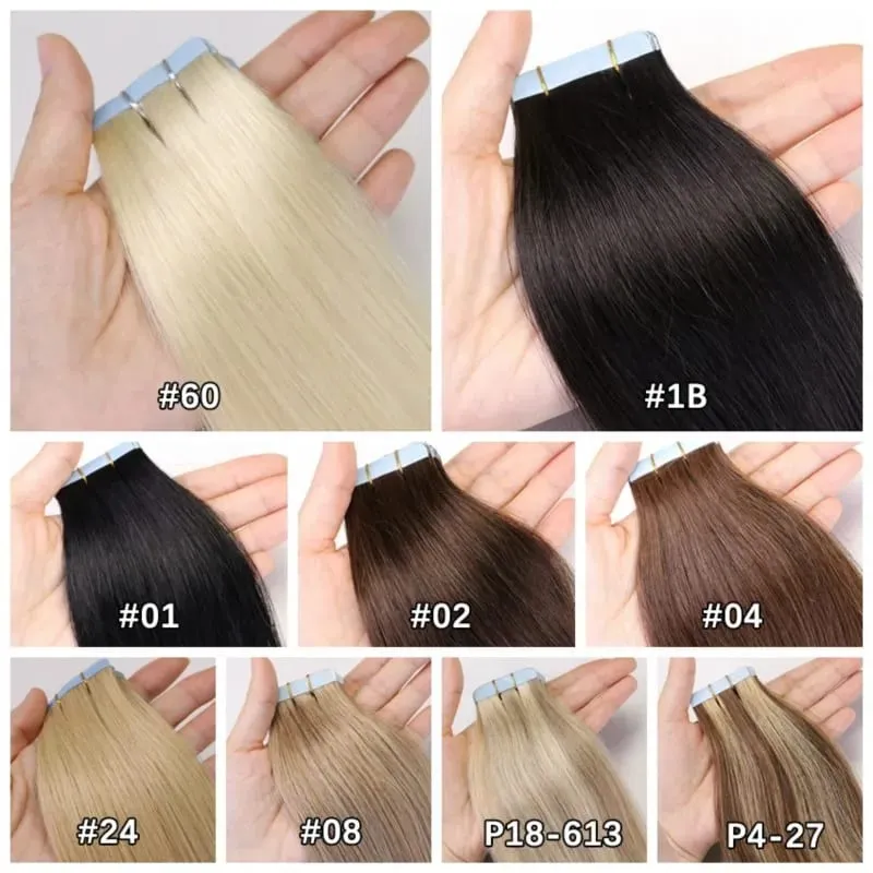20PCS 12-22inches 30g/pack Tape in Hair Extensions Human Hair Seamless Tape Hair Extensions Skin Weft PU Tape On Hair — image 3