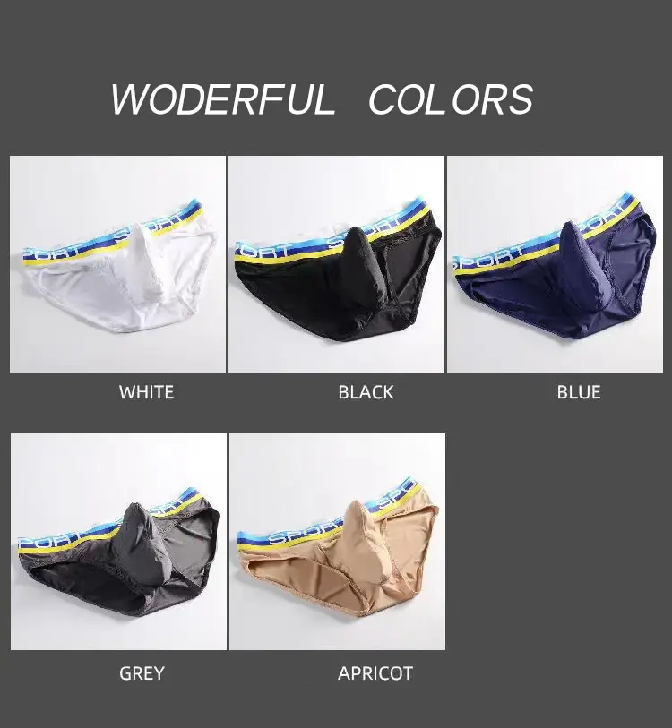 Men's Elephant Nose U Convex Briefs Breathable Mesh Silk Summer Underwear with Pouch