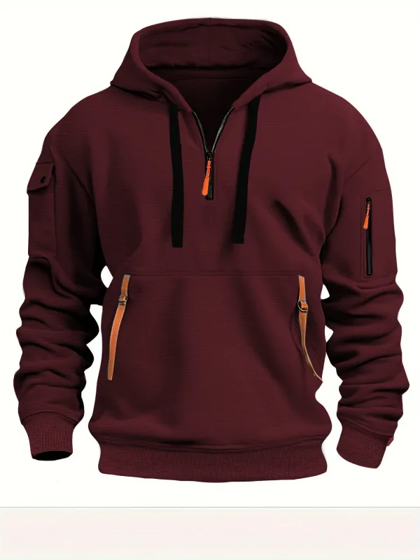 Men's Spring Autumn Hooded Sweatshirt Zip Multi Pocket Pullover Casual Sports Jacket Fashion Trendy Hoodie Top for Men Street — image 15