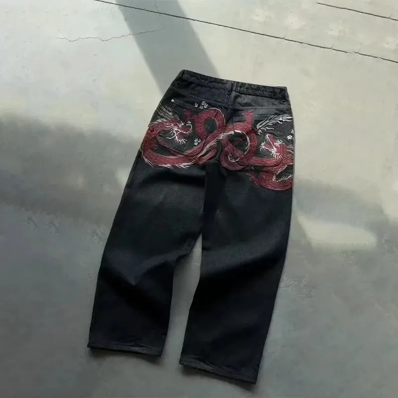 Y2K Baggy Jeans men vintage Embroidered high quality denim fabric American style jeans Gothic streetwear Hip Hop wide leg pants — image 10