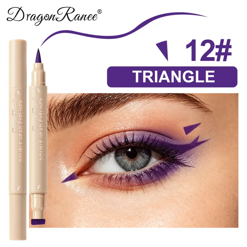 Double-ended Love Star Butterfly Liquid Eyeliner Waterproof Smudge-Proof Quick Drying 2 in 1 Colorful Stamp Eye Line Pen Makeup