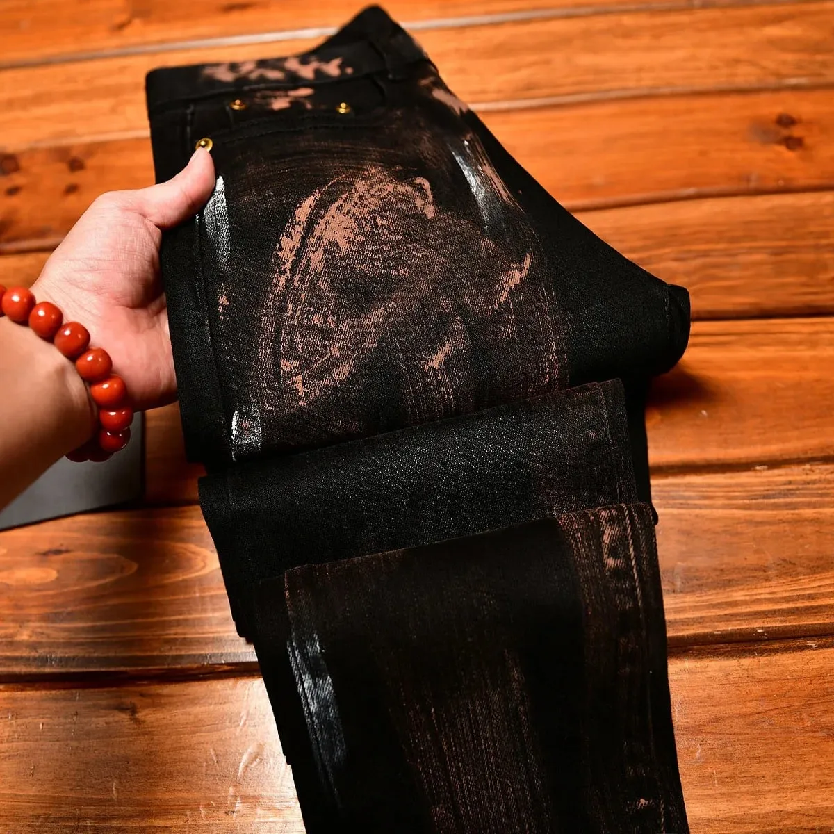 2025 Autumn Black Jeans Men's Inkjet Graffiti Printed Street Men's Clothing Nostalgic Trend High end Retro Denim Pants — image 11
