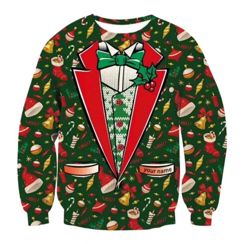 Funny Christmas Sweater Men Women Pullover Xmas Sweatshirt Ugly Graphic Y2k Sweatshirts for Holiday Party Loose Men's Clothing — image 9