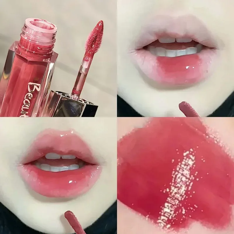 Ice Transparent Brown Lip Gloss Moisturizing Glossy Liquid Lipstick Nude Water Light Glass Mirror Lip Glaze Long-lasting Makeup — image 12