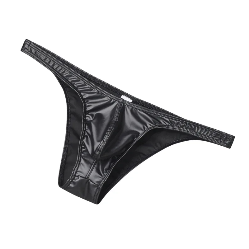 3pcs Men Bikini Faux Leather Briefs Underwear Man Sexy Mini Underpants Cuecas Butt-lifting Zipper Low Waist Male Sissy Panties
