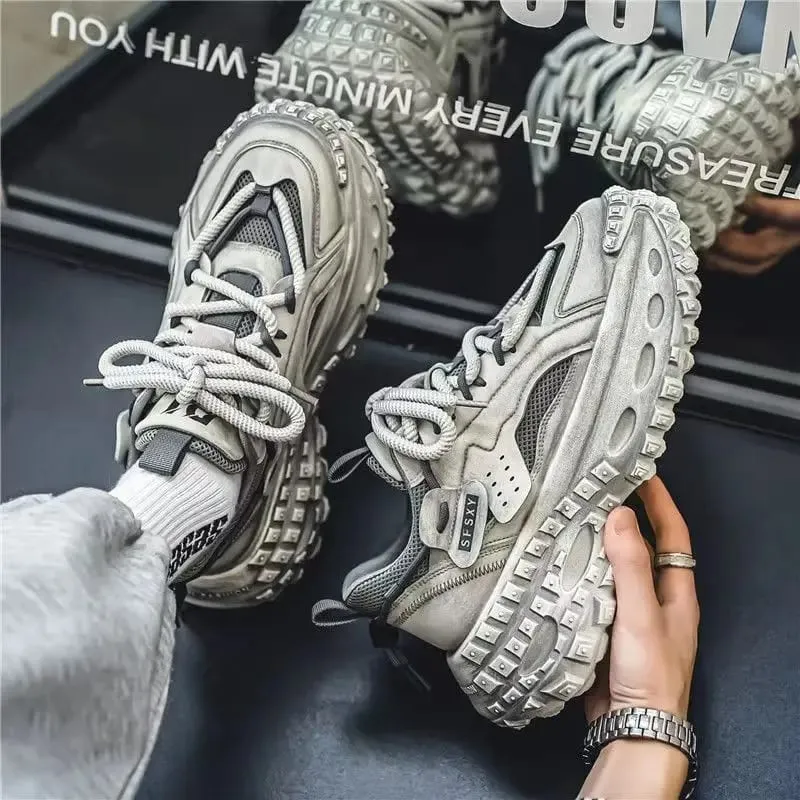 Men's Chunky Sneakers with Height Increased Platform Casual Microfiber Leather Fabric Tire Sole Designer Gym Shoes Free Shipping — image 5