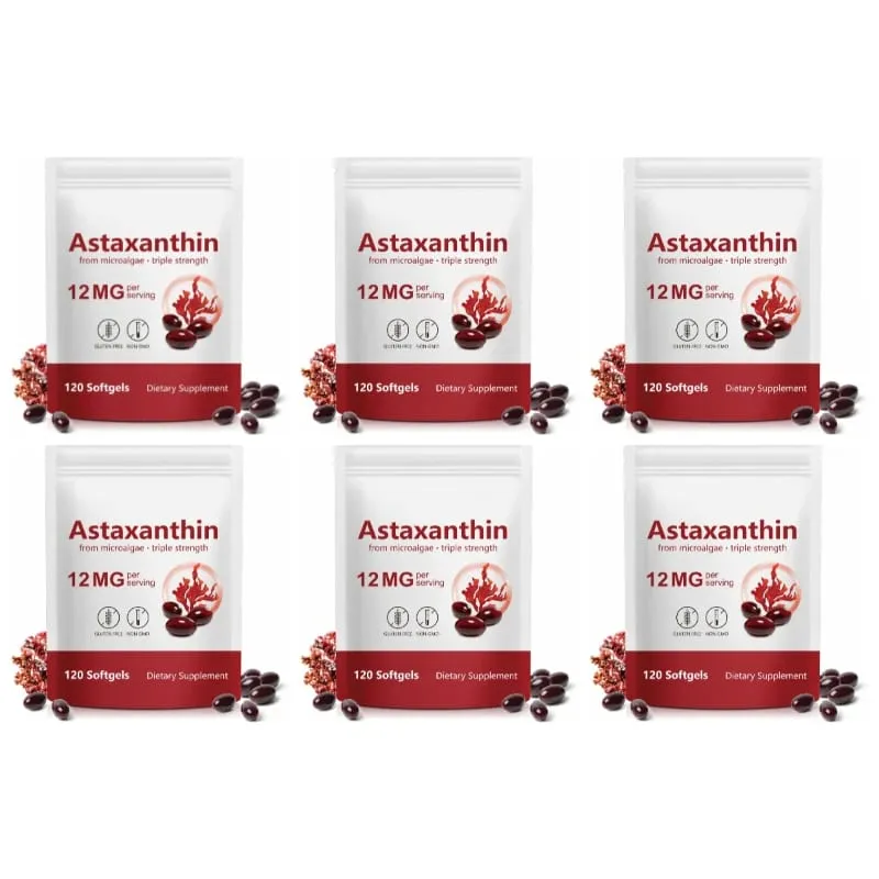 Astaxanthin Softgels From Microalgae Promotes Collagen Production Soy Free Gluten Free Non GMO Triple Strength 120 Softgels — image 10
