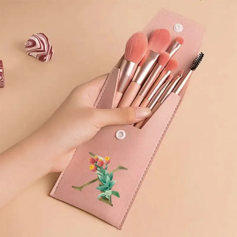 Beginners Makeup Brushes Set - Soft Fluffy Brushes For Face & Eye With PU Bag Ideal For Makeup Artists Golden Flower Pattern — image 27