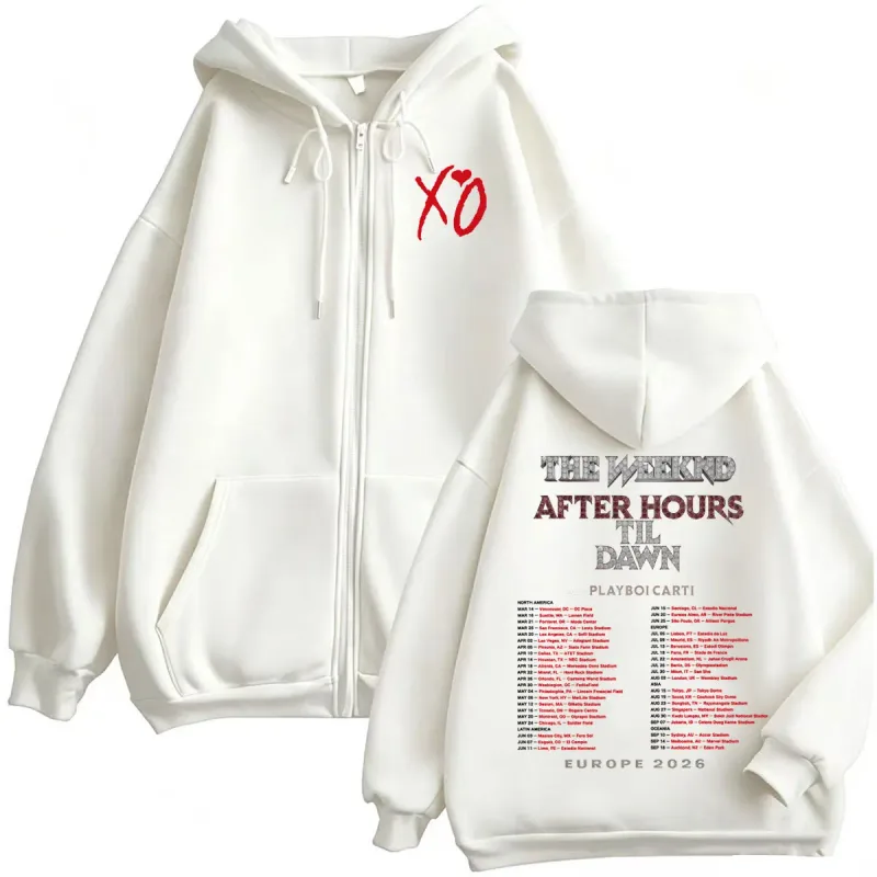 The Weeknd After Hours Til Dawn 2026 Europe Tour Zip Up Hoodies Men Women Fashion 90s Casual Long Sleeve Sweatshirt Jacket Coats — image 7