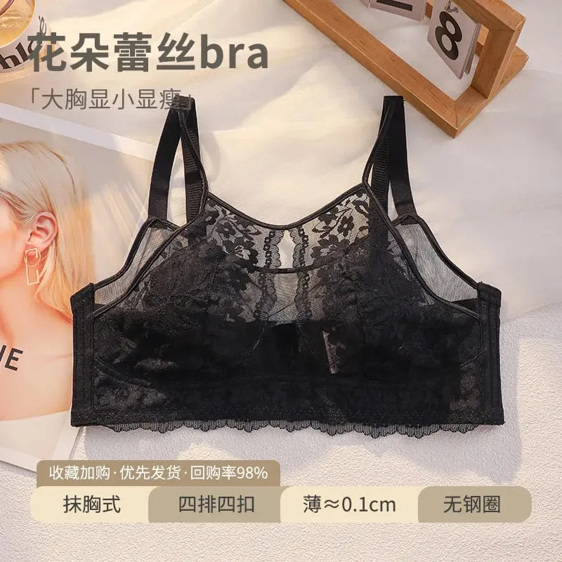 French Style Lace Strapless Bra For Women Large Bust Minimizer Slimmer Sexy Beautiful Back Comfort Lingerie Size 34-44 M-XXXXL