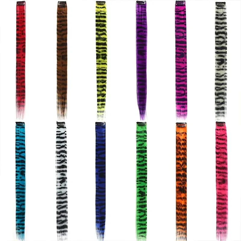 Wig Colored Synthetic Hair Extensions One Card Invisible and Traceless Leopard Print Hanging Ear Dye Long Straight Hair Extensio