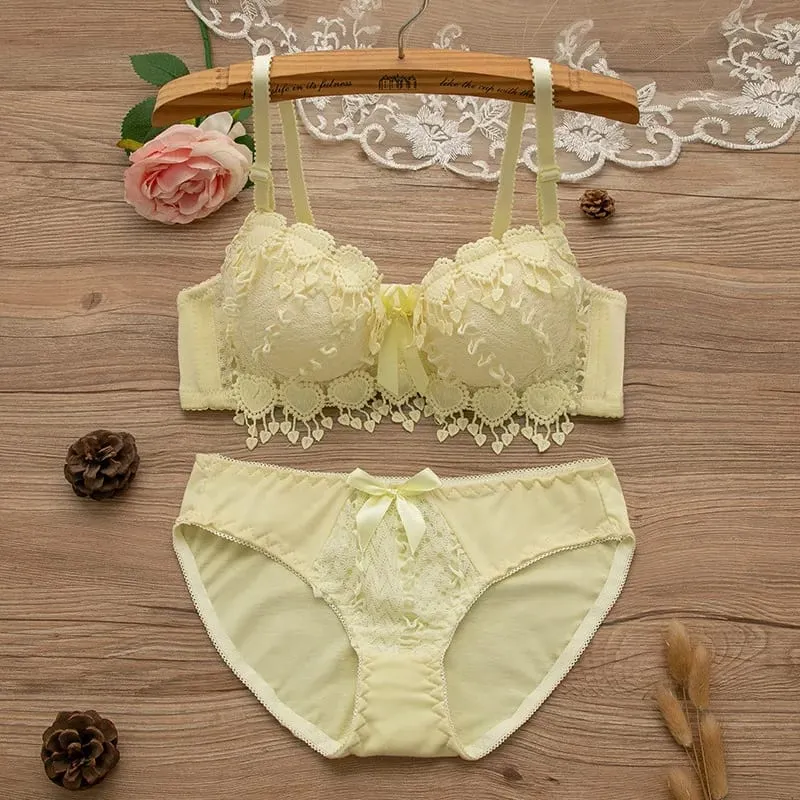 Women Lingerie Set Underwire Tassel Lace Push‑Up Bra With Removable Pads Bow Soft Multi‑Color Comfort Ladies Intimate Underwear — image 6