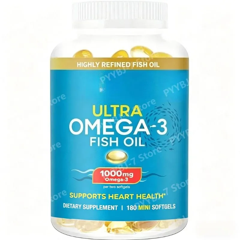Fish Oil Omega 3 Mini Softgels 1000mg EPA + DHA Ultra Pure Supplements Heart Health Support Easy To Swallow Minis 180 Count — image 1