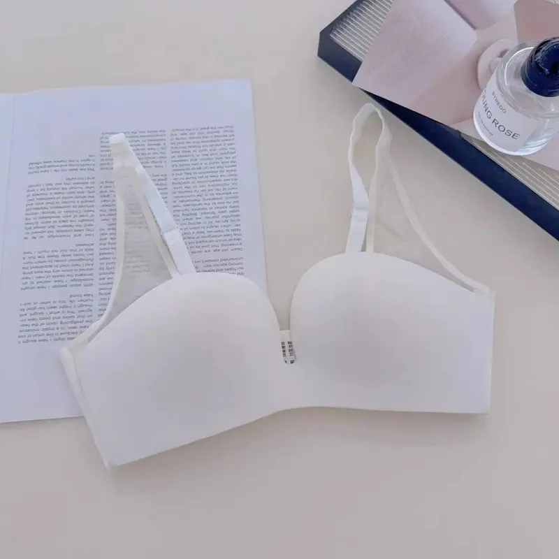 Sexy Seamless Front Button Beauty Back Push Up Lingerie Small Breast Gethering No Steel Ring Soft Comfortable Bra — image 10