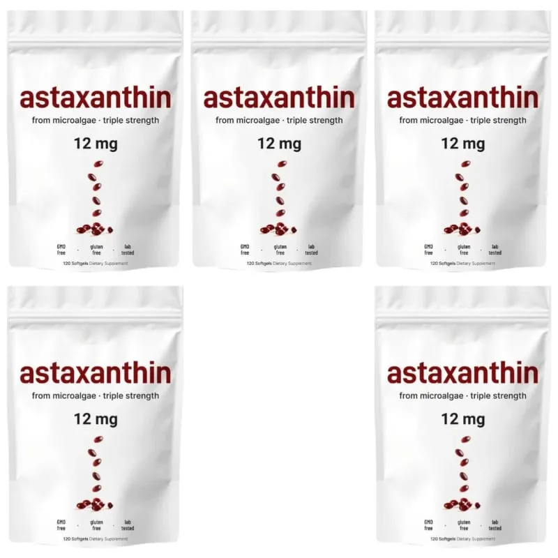 Astaxanthin 12 Mg Gelatin Softgels From Microalgae Antioxidant Support Gluten Free GMO Free Easy To Swallow 120 Softgels — image 9