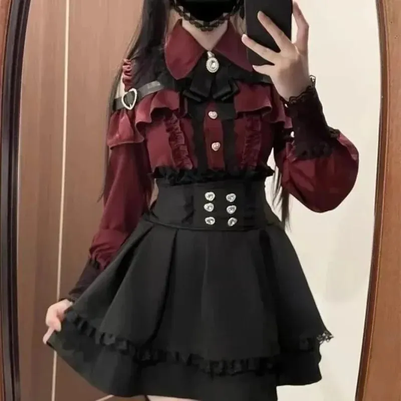 Japanese Style Lolita 2 Piece Set Y2k Mini Skirt Woman Harajuku Sweet Kawaii Print Dress Tops Korean Fashion Elegant Dress — image 15
