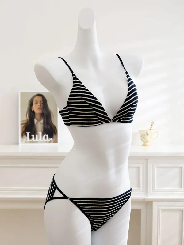 Women Front Closure Bra Set Summer Thin Light Cotton French Triangle Cup Backless Beauty Back Lingerie Suit For Small Chest S-XL — image 13