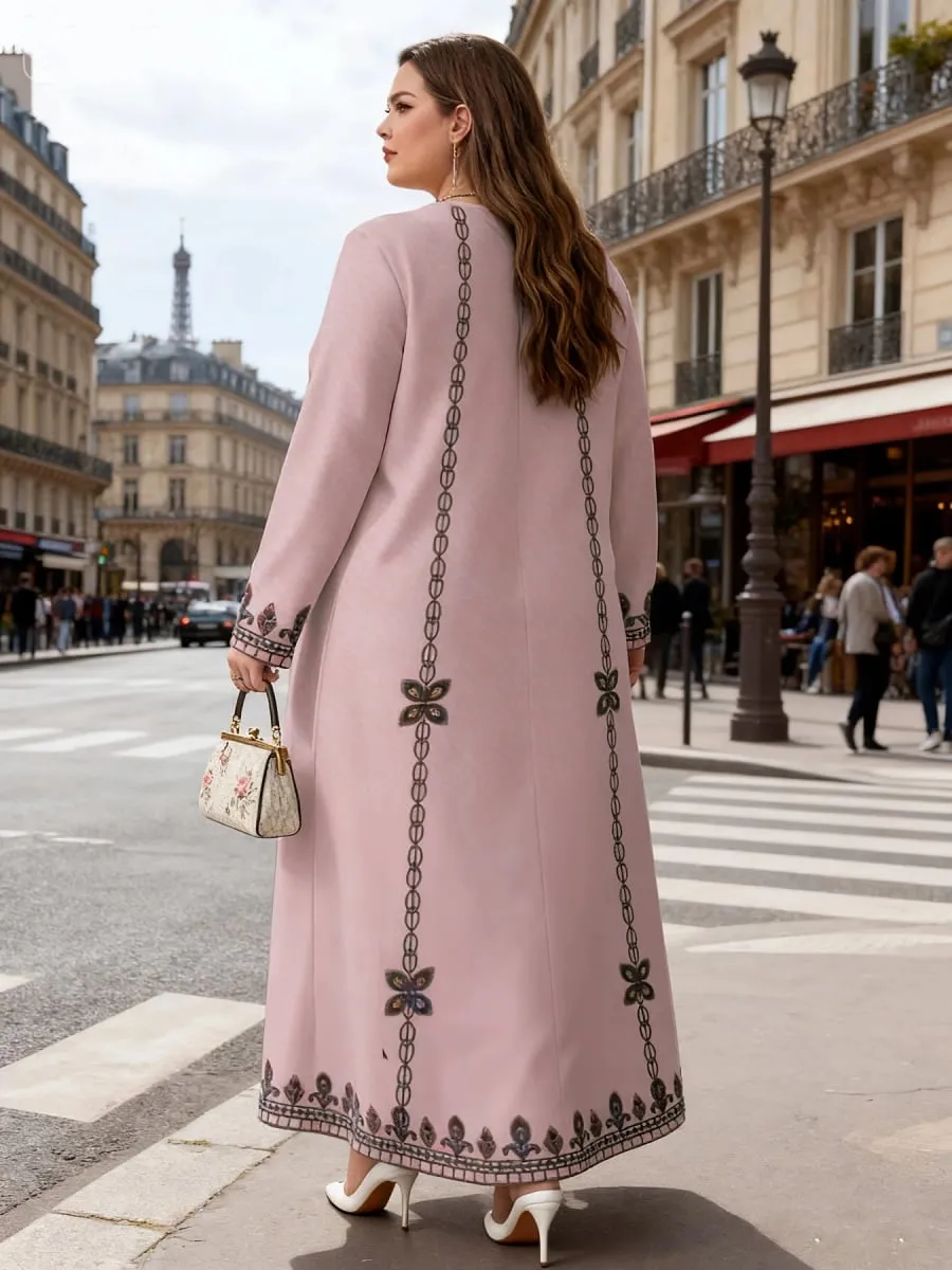 Middle Eastern Elegant Robe New Spring and Autumn Style Plus-Size Fashion Women's Clothing Ethnic Print Stylish Loose and Comfortable Holiday Style Long-Sleeve Dress — image 4