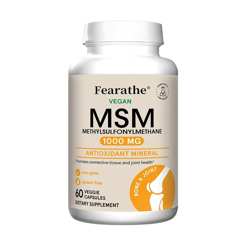 Fearathe méthylsulfonylméthane (MSM) 1000 Mg antioxydant favorise la santé des articulations absorption équilibrée du calcium sans OGM sans gluten — image 9