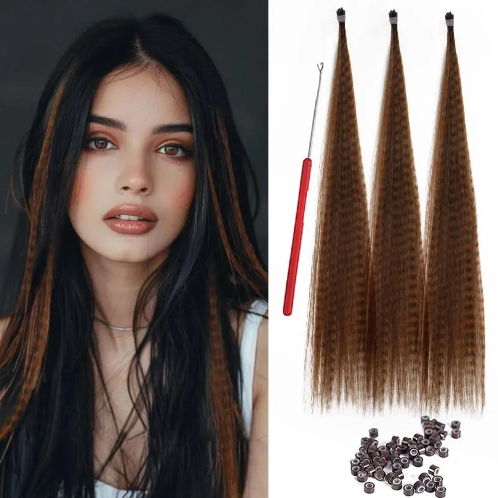 30strands Feather Hair Extension Fake Hair I Tip Rainbow Synthetic Hair 16inch Hairpiece Feather for Hair Extension Y2K Festival — image 17