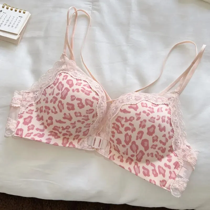 Bestselling Leopard Print Sexy Lingerie Set for Women Front Closure Push Up Bra Lift Up Support Comfort Daily Intimates Wear — image 12