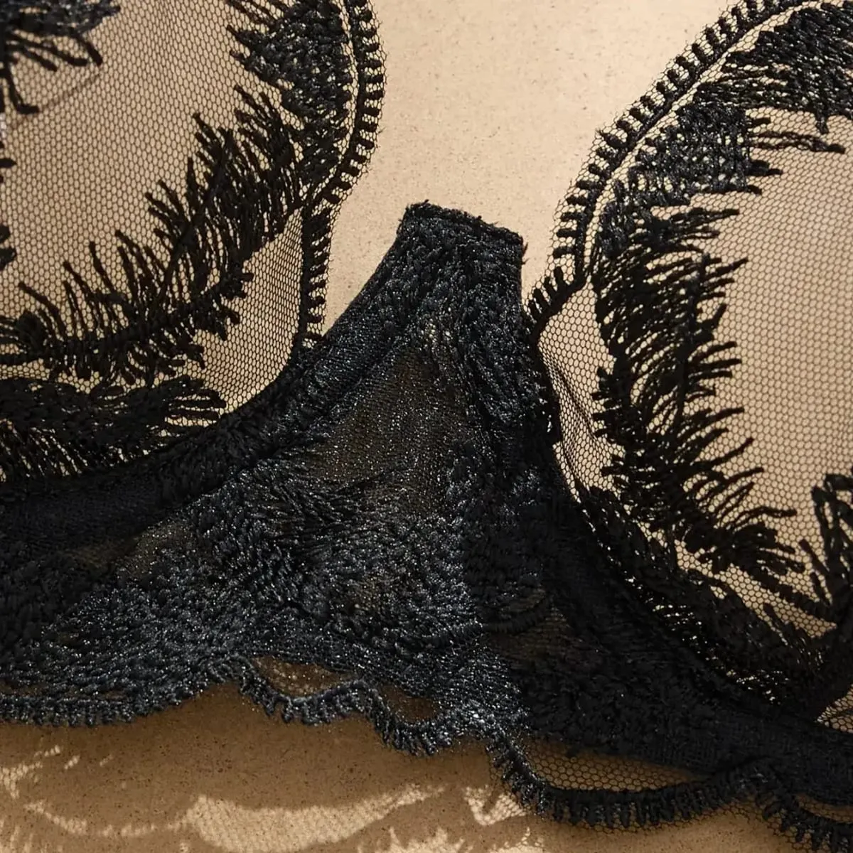 Black Feathers Women's Bra Set Soft And Stylish Intimate Apparel Ensemble Comfortable Feminine Lingerie — image 3